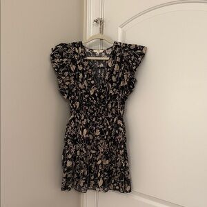 Entro Black and Cream Floral Mini Dress